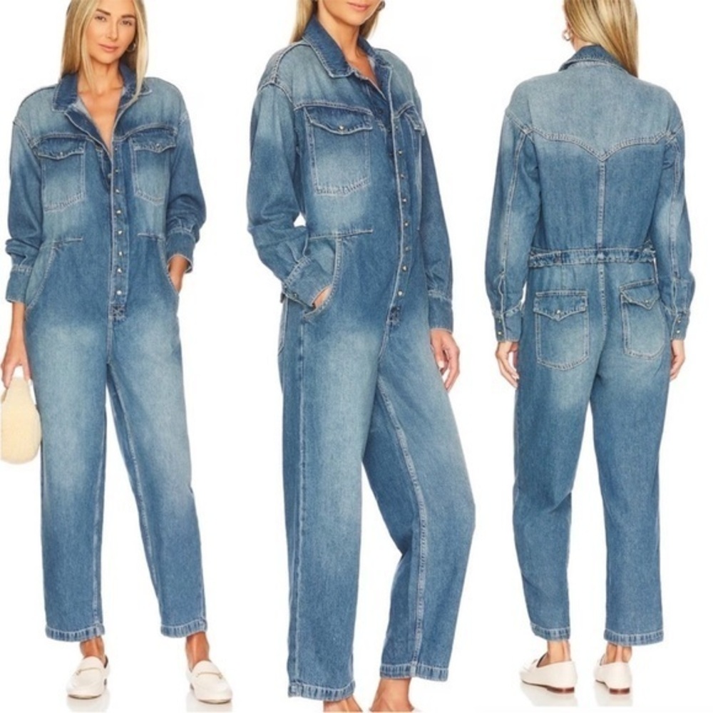 Revolve x Free People Denim high moon jumpsuit blue Small  new without tags